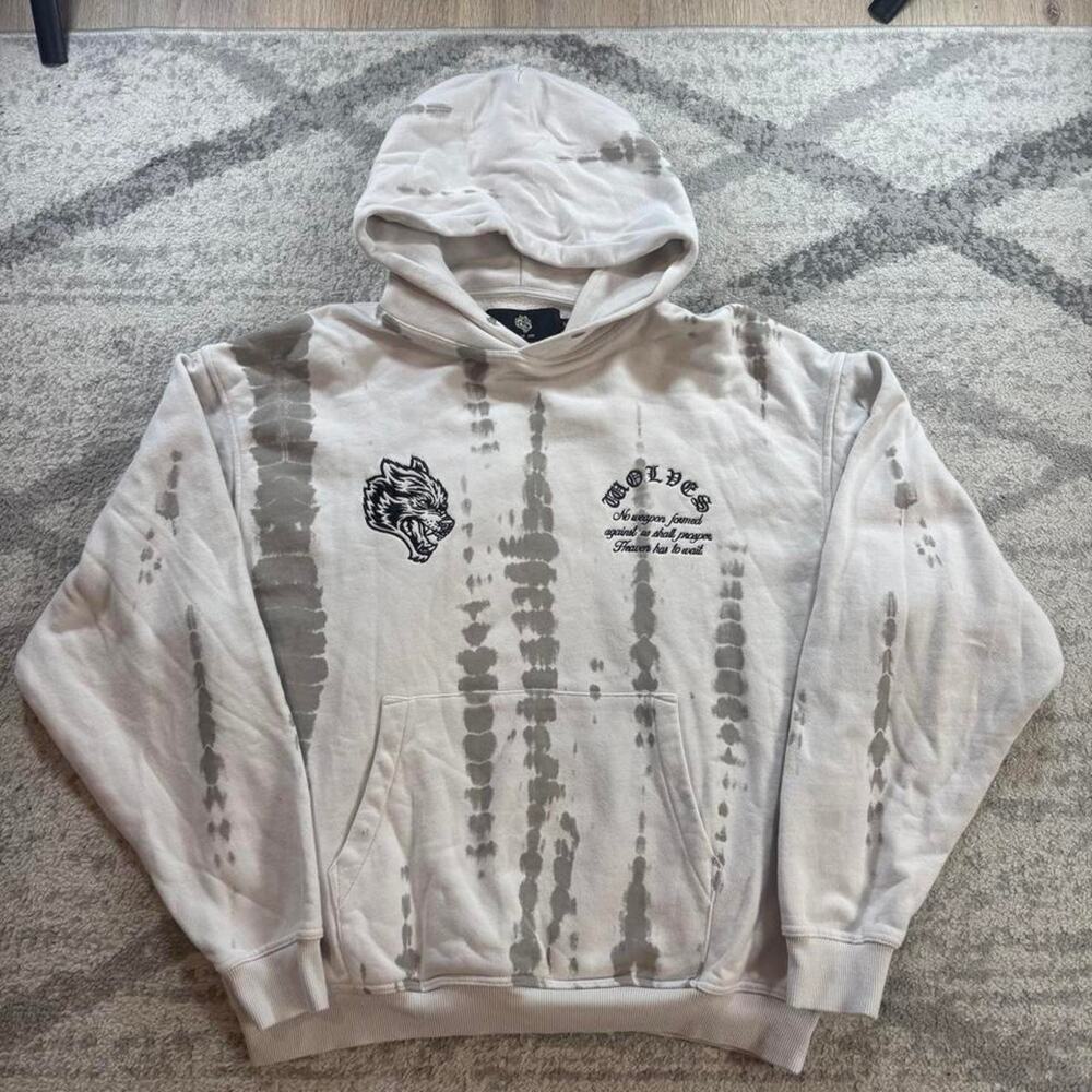 Darc sport Wolves Hoodie with gray tie-dye pattern gym NFGU size medium